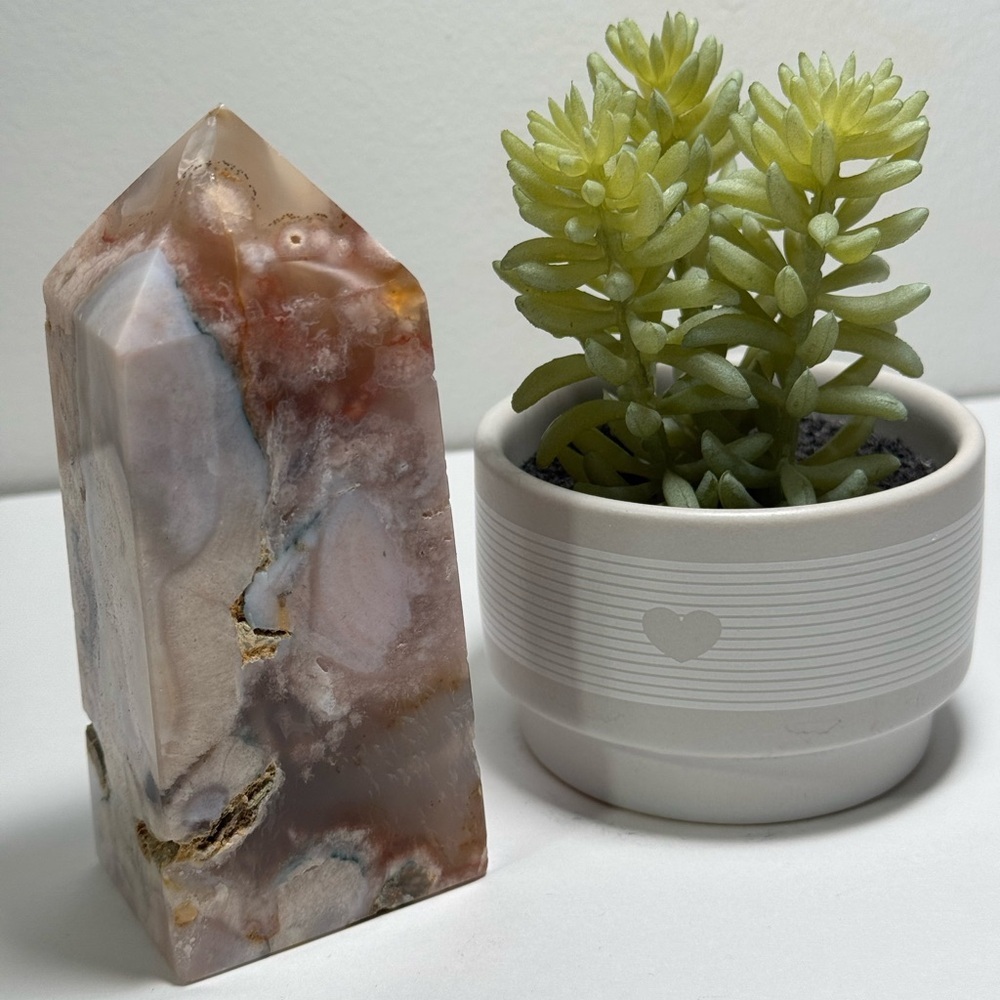 Pink Flower Agate Tower